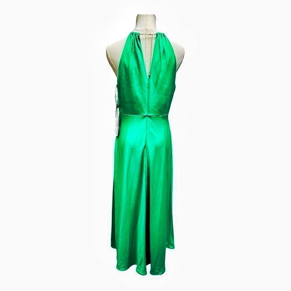Adrianna Papell Satin With Gold Choker Collar Maxi Dress Gown Size 6 Formal - Picture 3 of 7